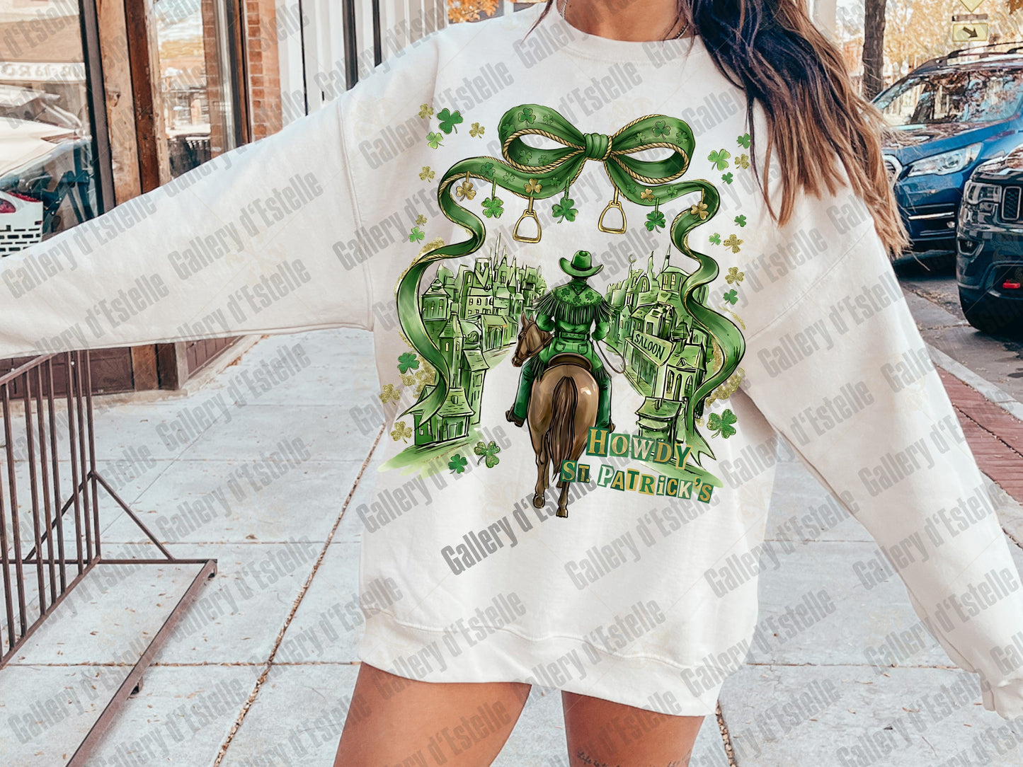 Howdy St Patrick’s Cowboy PNG, Preppy Western Rodeo Art, Coquette Lucky Shirt Design