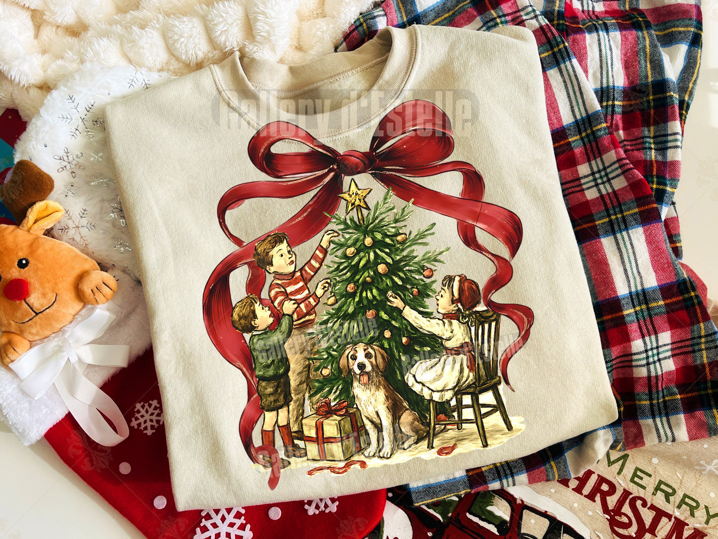 Coquette Retro Christmas PNG, Vintage Holiday Kids Illustration, Nostalgic Festive Shirt Sublimation