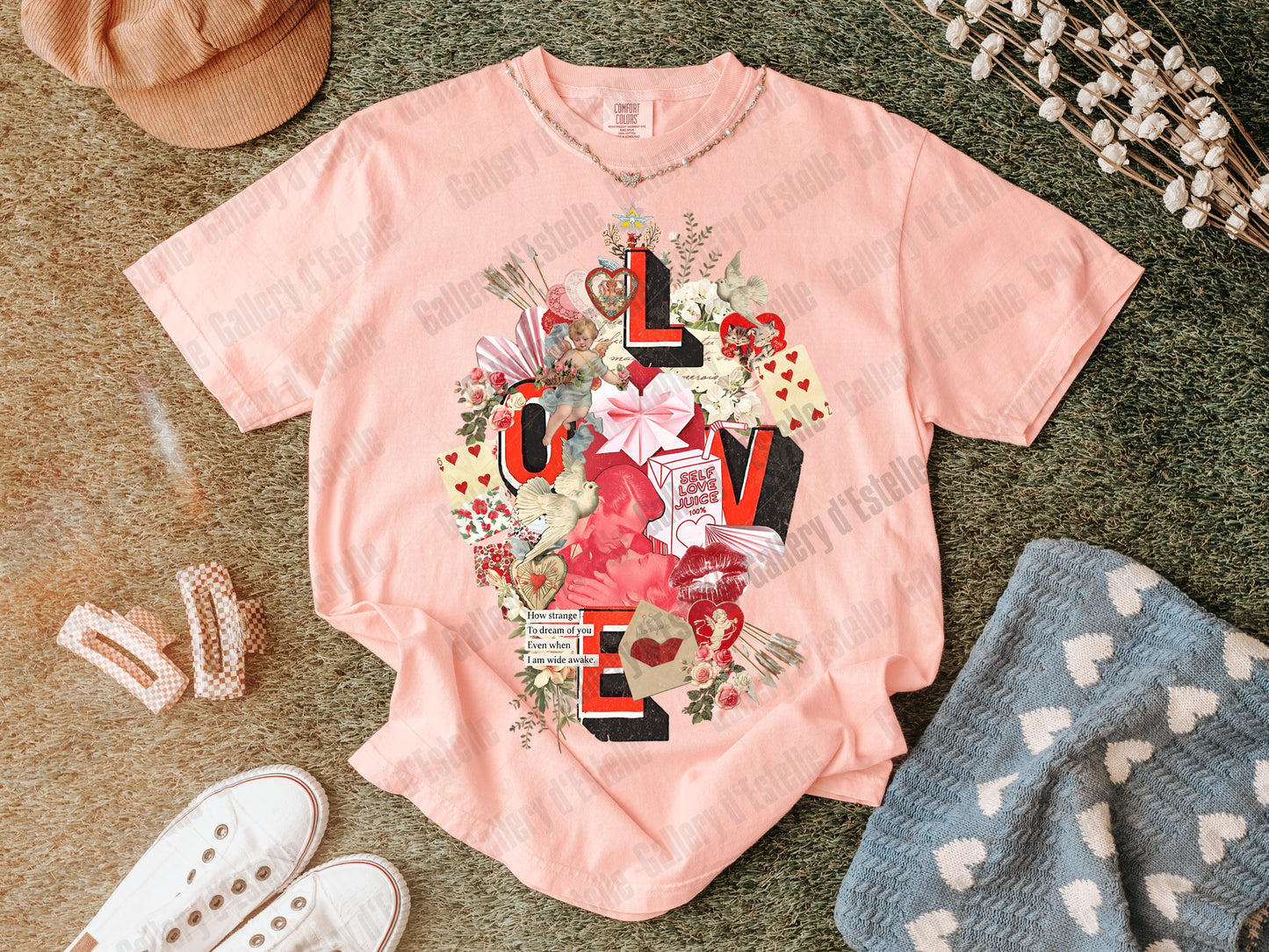 Retro Love Collage PNG, Vintage Valentine Scrapbook Art, Coquette VDay Shirt Design