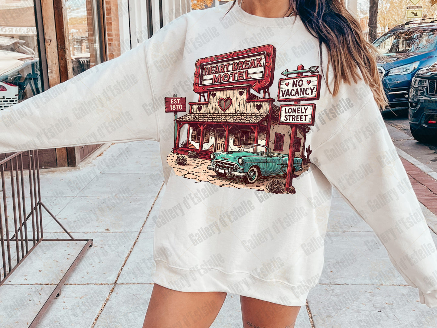 Heart Break Motel PNG, Retro Anti-Valentine Hotel Sign Graphic, Edgy Western Love Shirt Design