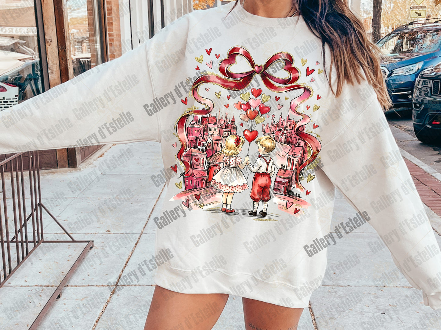 Coquette Valentine Kids PNG, Retro Love Graphic, Preppy Pink Bow Art, Trendy VDay Shirt Design