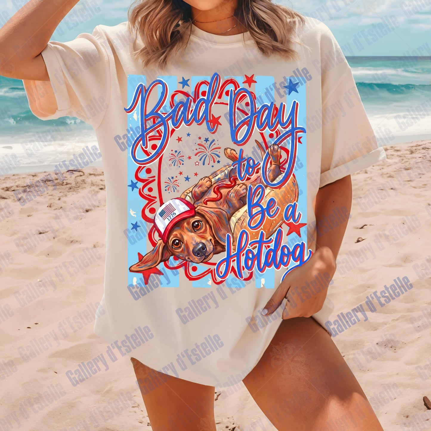 Bad Day to Be a Hotdog PNG, Funny 4th of July Dachshund Design, Patriotic Dog Graphic, Retro Summer Shirt Design