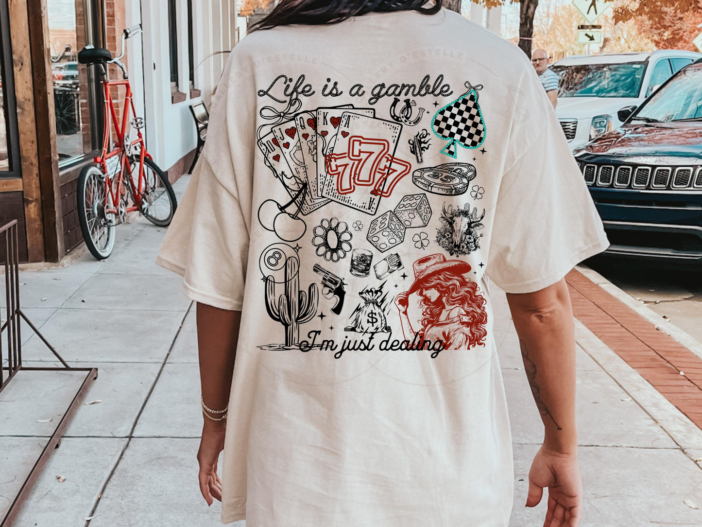 Life is a Gamble Country PNG, Western Casino Cowgirl Playing Cards Graphic, Trendy Cowgirl Shirt Design