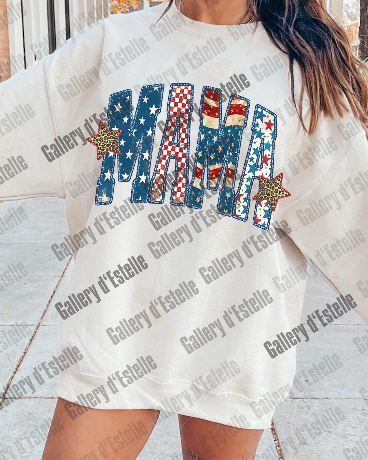 Y2K Patriotic Mama PNG, Preppy Americana Checkered Graphic, Edgy 4th of July Mom Shirt Design