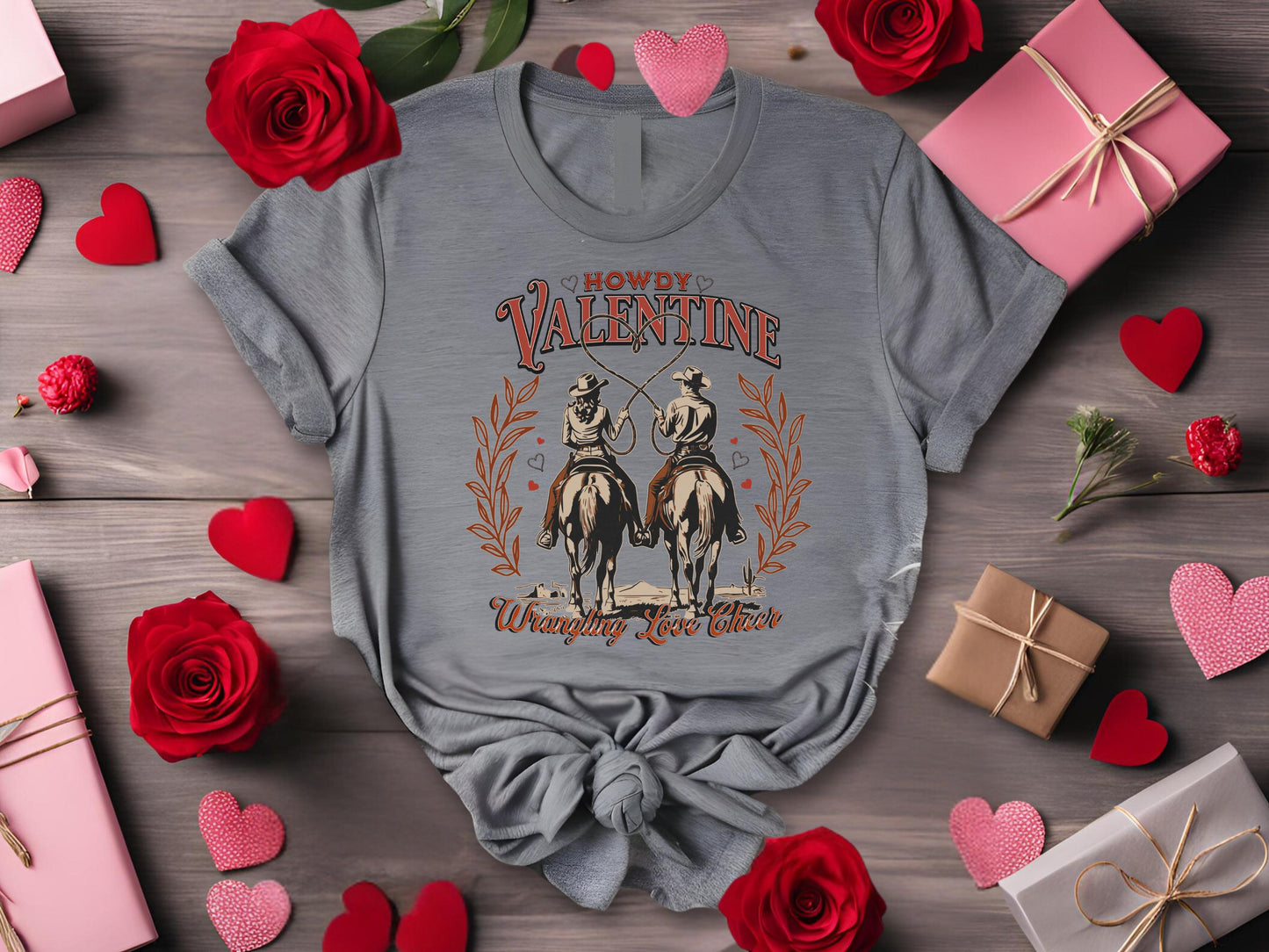 Howdy Valentine PNG, Vintage Western Cowboy and Cowgirl Graphic, Cute Country Shirt Design