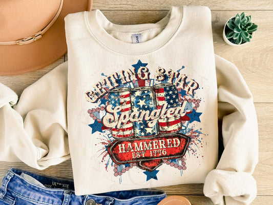 Getting Star Spangled Hammered PNG, Retro 4th of July Party in the USA Graphic, Trendy Fun Independence Day Shirt Design