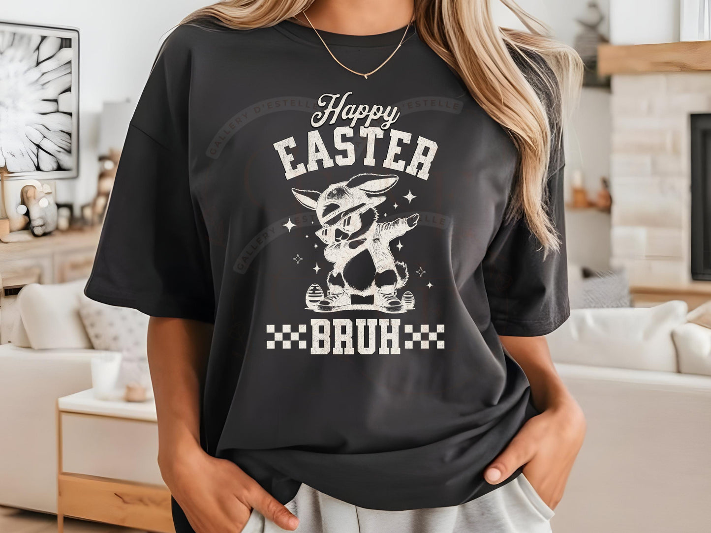 Happy Easter Bruh PNG, Funny Dabbing Bunny Graphic, Cool Hip Hop Retro Easter Rabbit Shirt Design