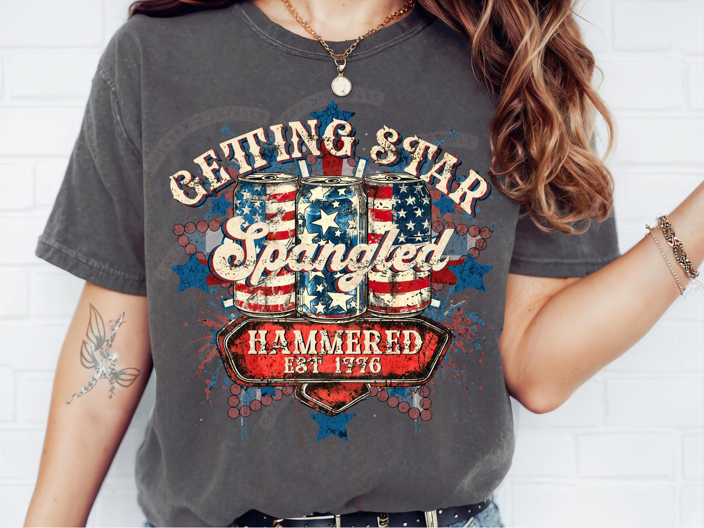 Getting Star Spangled Hammered PNG, Retro 4th of July, Trendy USA Shirt Design