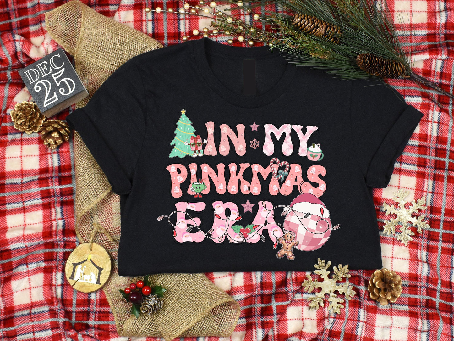 Pink Christmas PNG, In My Pinkmas Era Graphic, Retro Festive Pink Sublimation, Coquette Holiday Shirt Design
