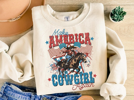 American Cowgirl Western PNG, Vintage 4th of July Graphic, Trendy Patriotic Independence Day Country Shirt Design