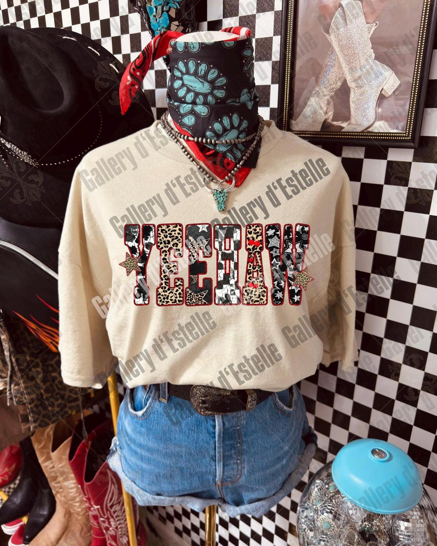 Edgy Western Yeehaw PNG, Retro Leopard Cowgirl Graphic, Yallternative Country Girl Shirt Design