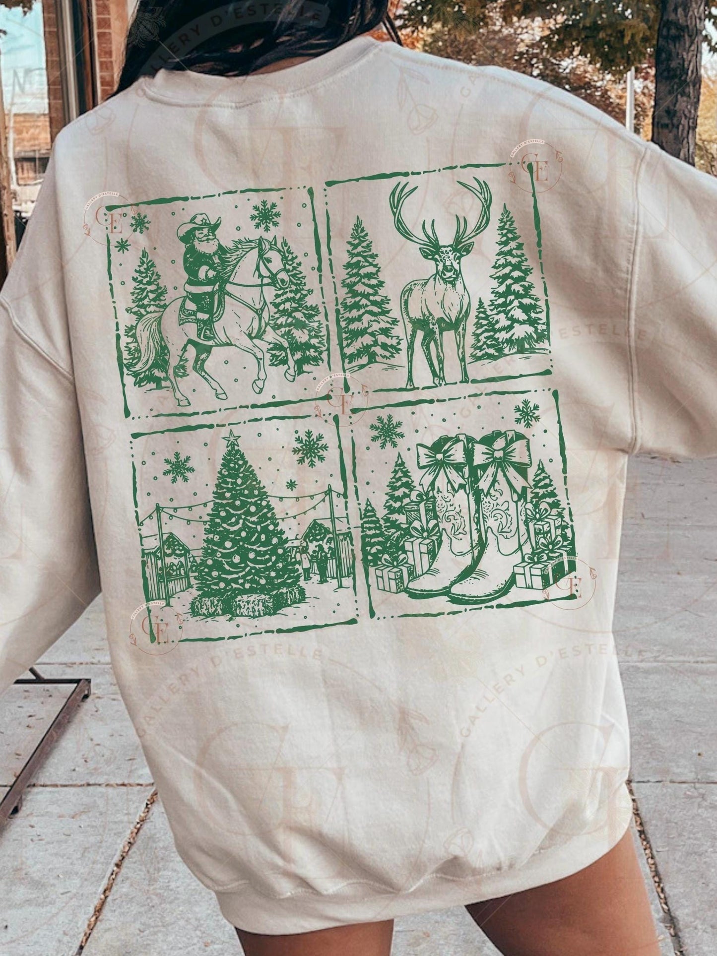 Western Christmas Stamp PNG, Retro Cowboy Santa Graphic, Coquette Holiday Country Shirt Design