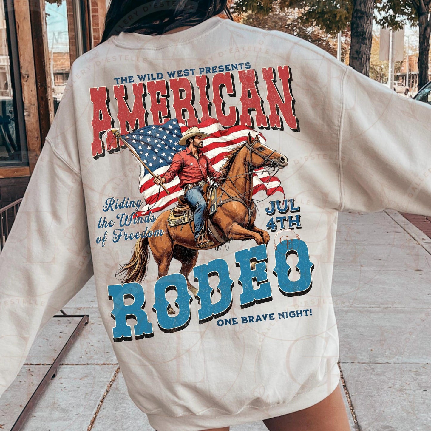 American Rodeo Country PNG, Vintage Western Patriotic Cowboy Graphic, Trendy 4th of July Independence Day Shirt Design