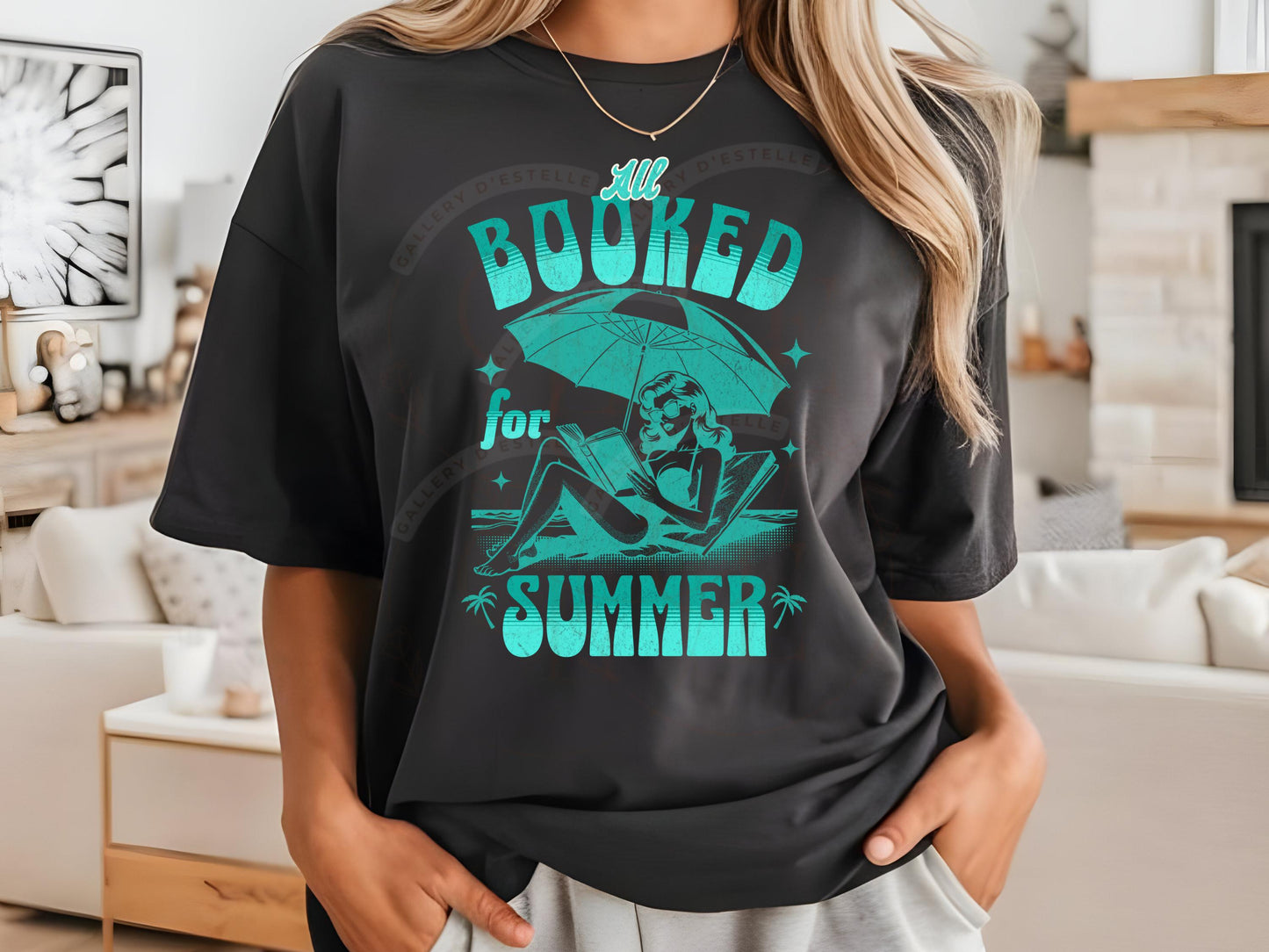 All Booked for Summer PNG, Retro Coastal Book Lover Graphic, Trendy Beach Shirt Design