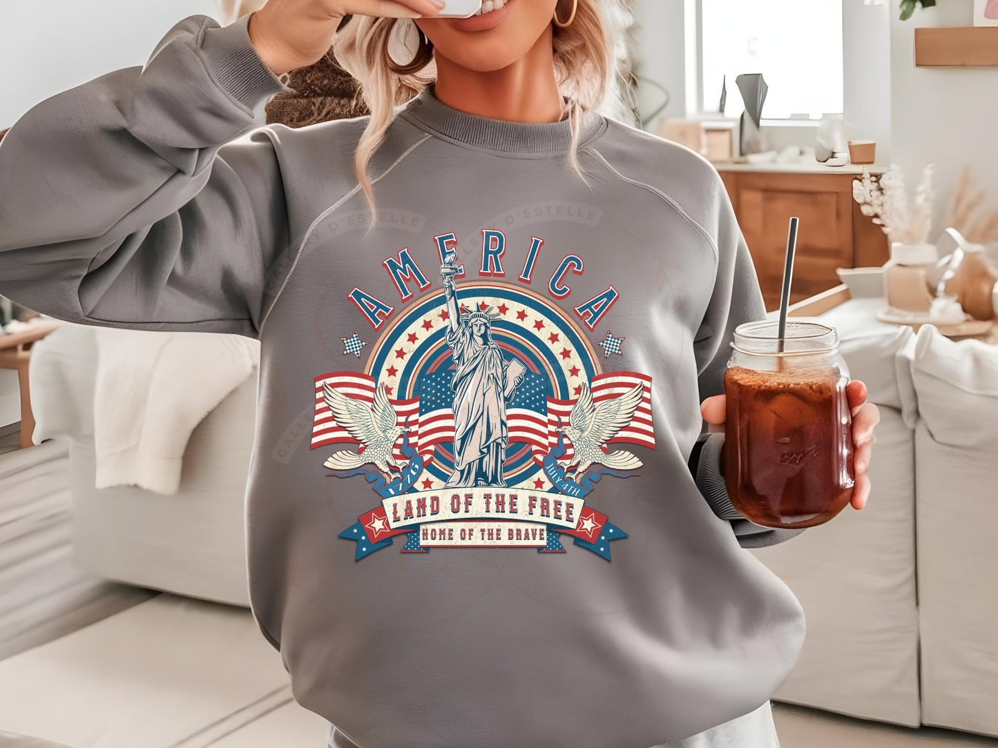 America Land of the Free PNG, Vintage USA Independence Day Shirt Design
