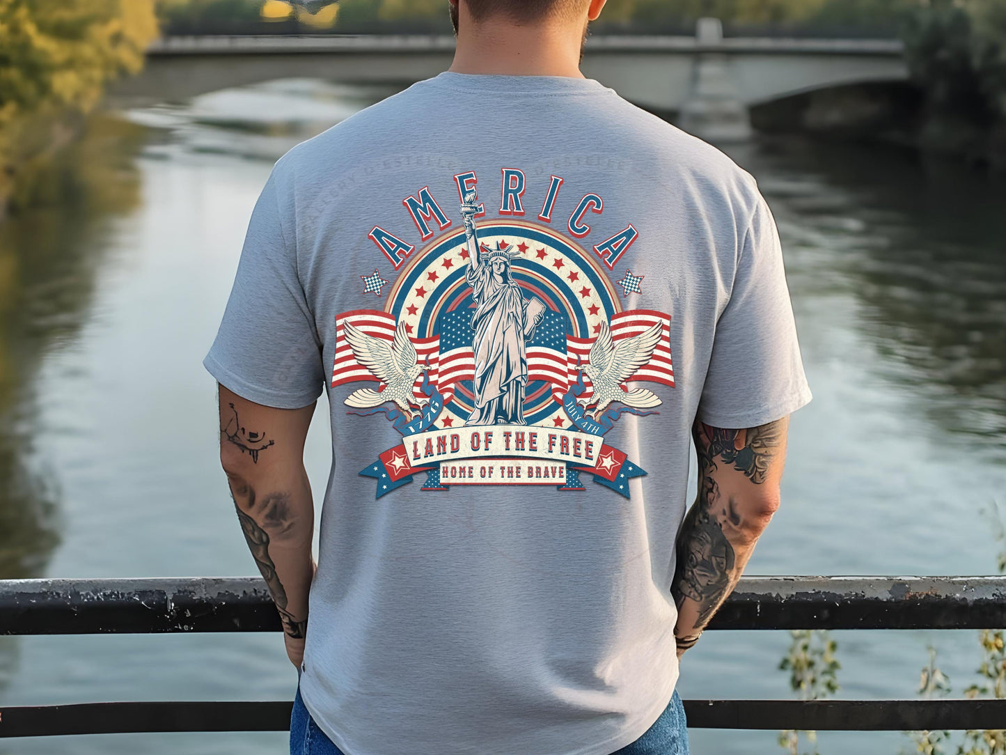 America Land of the Free PNG, Vintage USA Independence Day Shirt Design