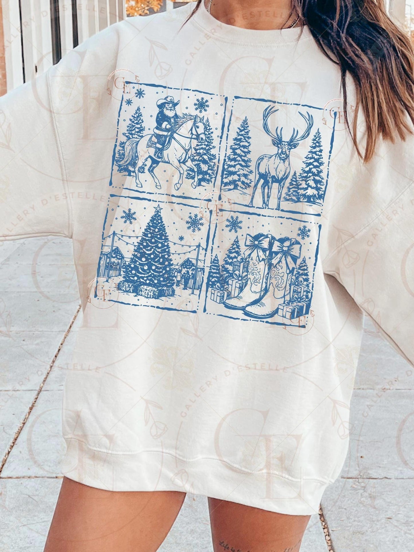 Western Christmas Stamp PNG, Retro Cowboy Santa Graphic, Coquette Holiday Country Shirt Design