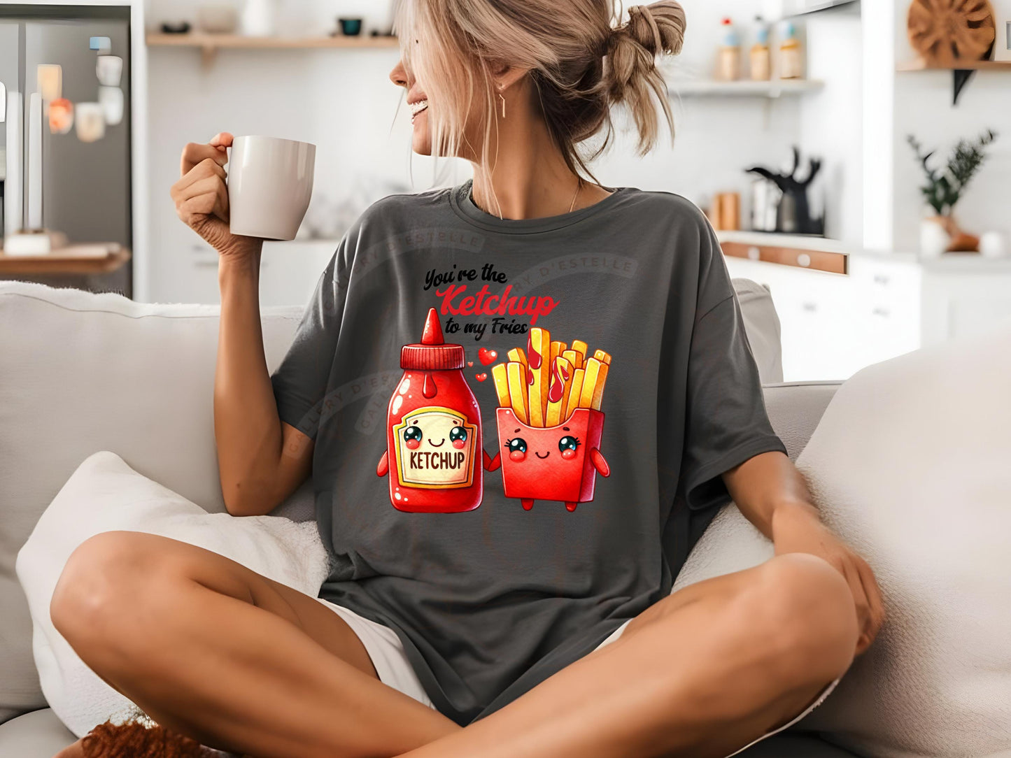 You're the Ketchup to My Fries PNG, Cute Retro Love Couple Art, Funny Valentines Shirt Design