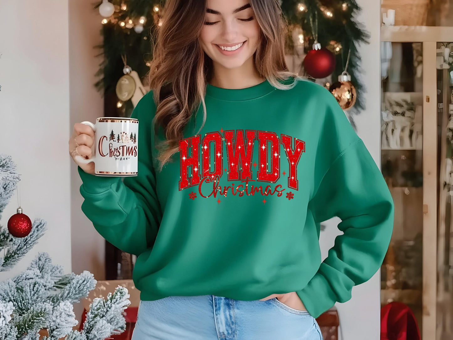 Howdy Christmas PNG, Retro Western Cowboy Holiday Quote, Festive Country Shirt Design