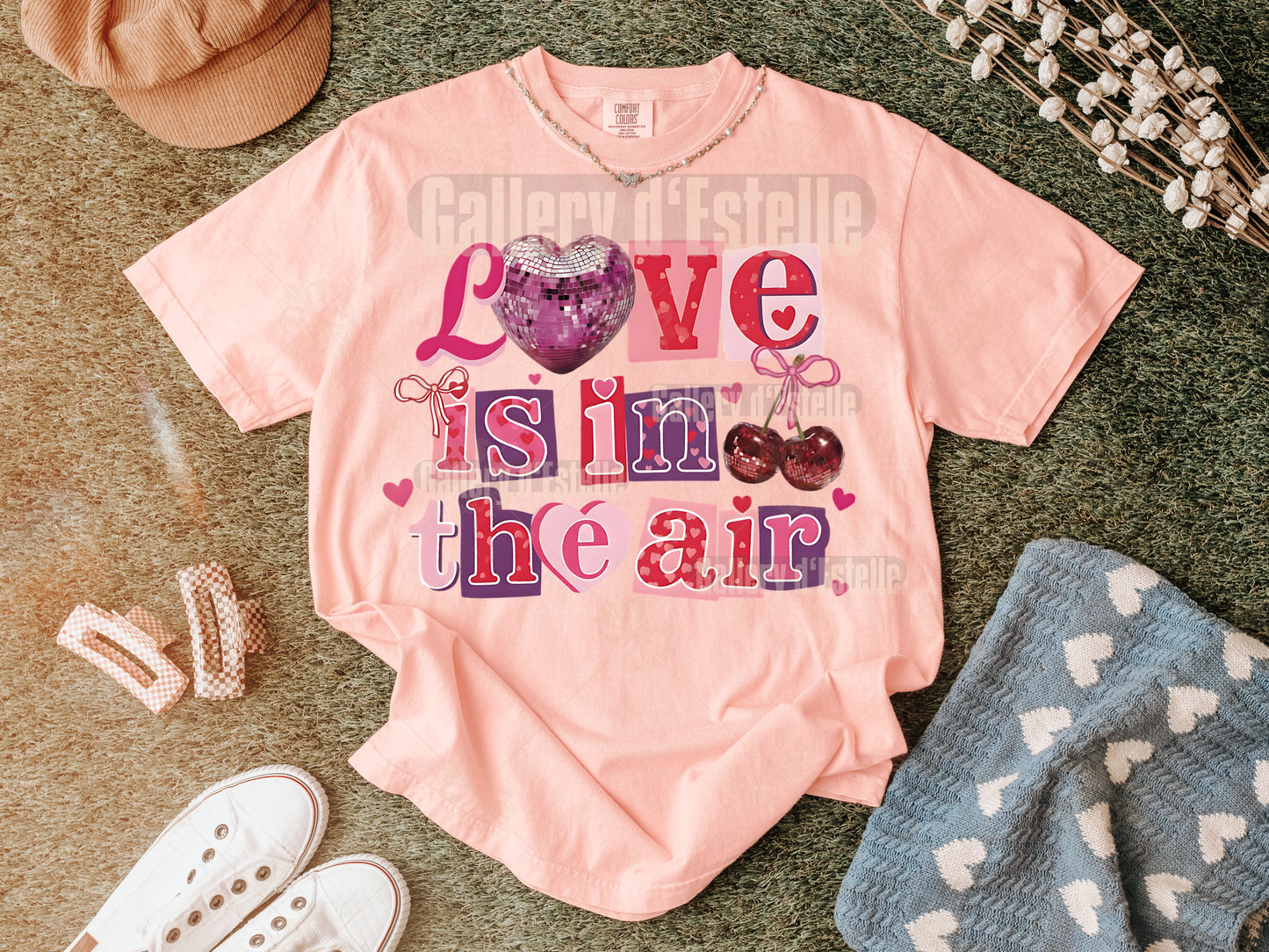 Retro Valentine Letter PNG, Coquette Disco Heart & Cherry Collage, Pink Love Themed Graphic, Trendy Valentine Shirt Design