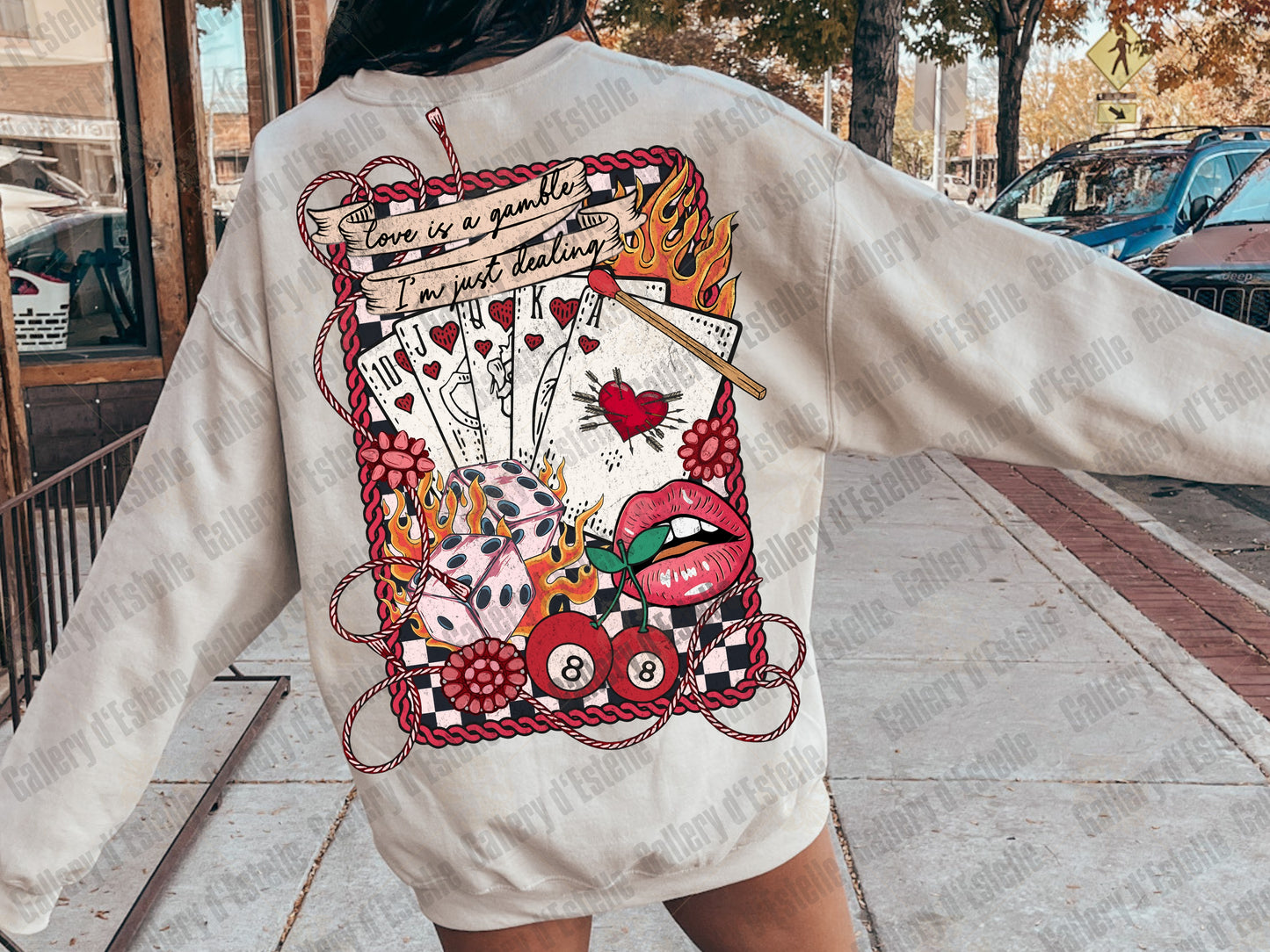 Love Is A Gamble Western Collage PNG, Retro Cowgirl Casino Graphic, Wild West Rodeo Art, Edgy Valentines Country Shirt Design