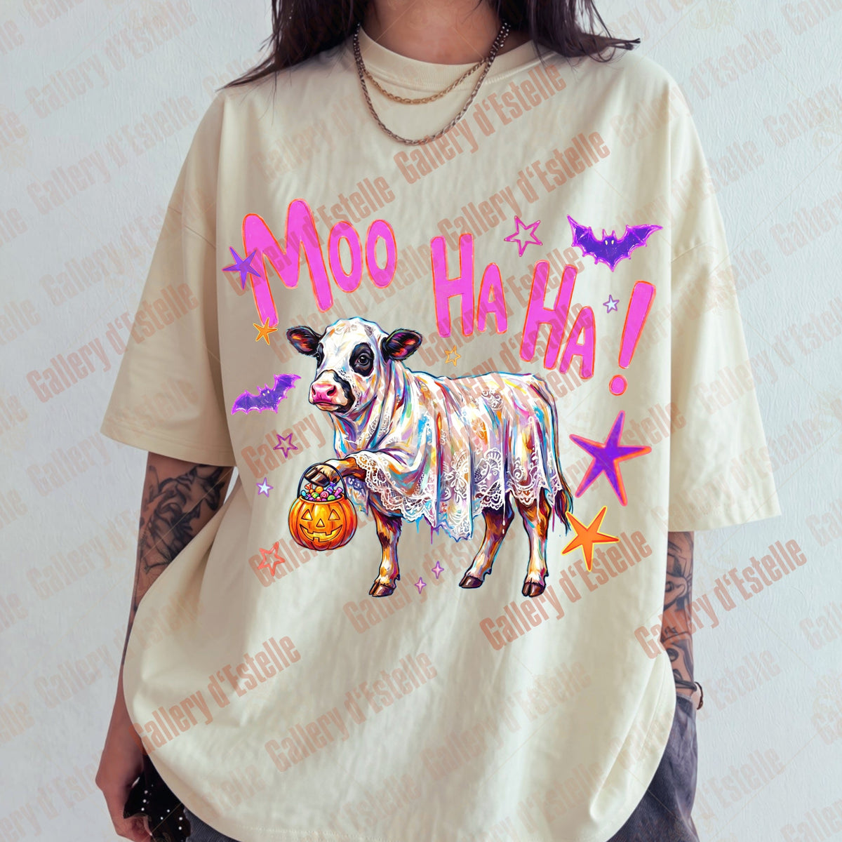 Spooky Cow PNG, Retro Funny Ghost Graphic, Coquette Halloween Shirt Design