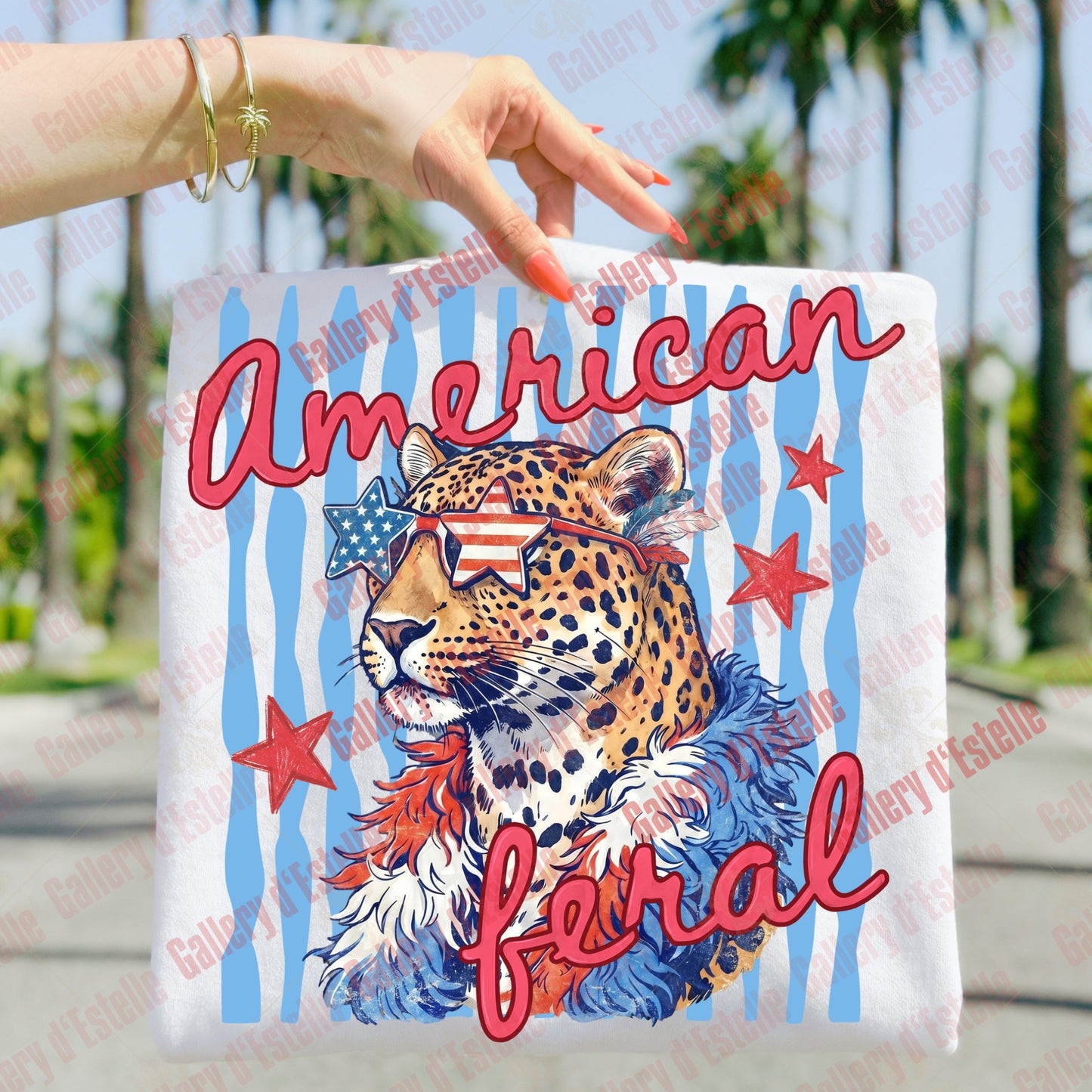 American Feral PNG, Retro Leopard 4th of July Graphic, Patriotic Cheetah Art, Funny Independence Day Shirt Design