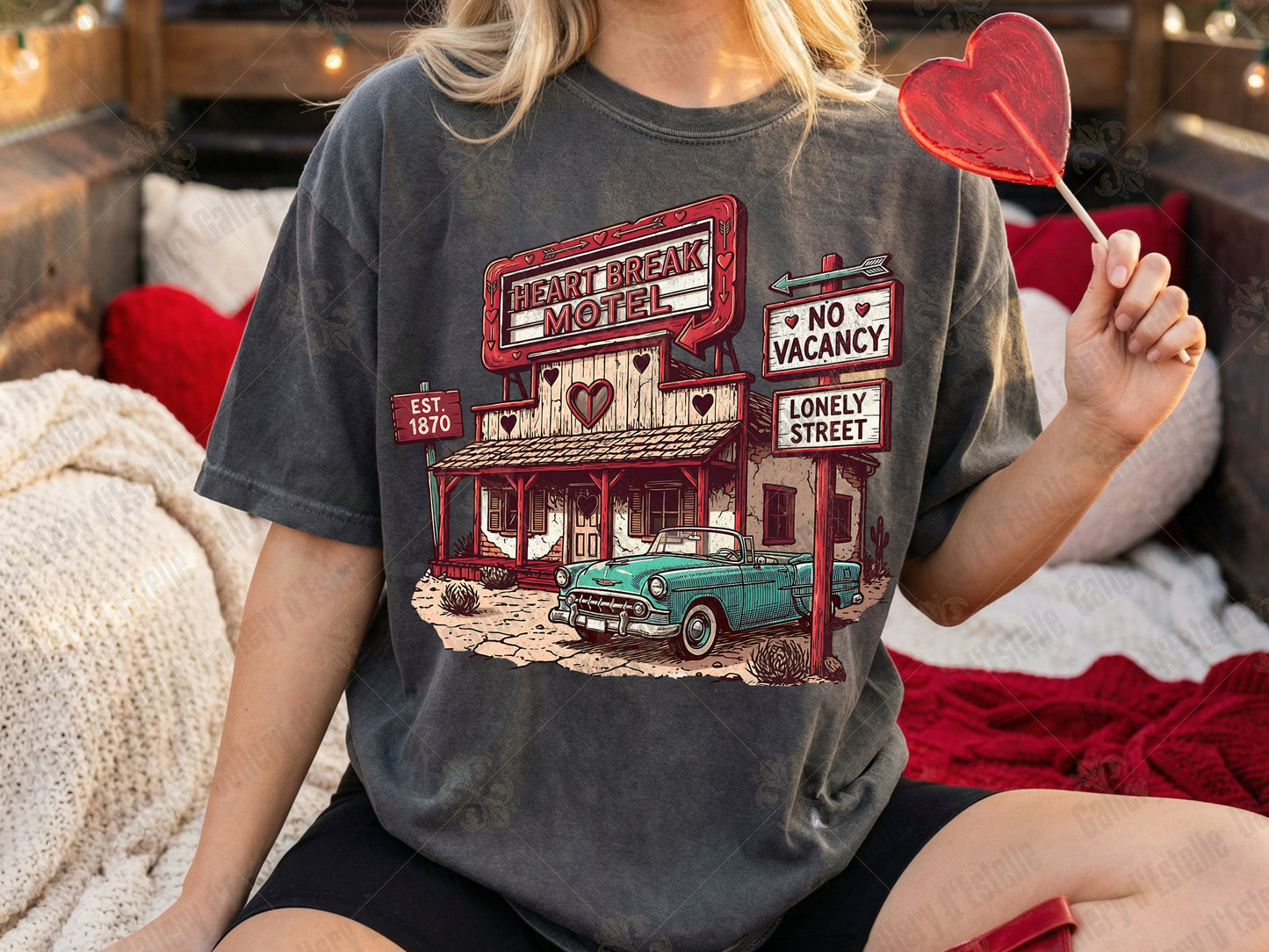 Heart Break Motel PNG, Retro Anti-Valentine Hotel Sign Graphic, Edgy Western Love Shirt Design