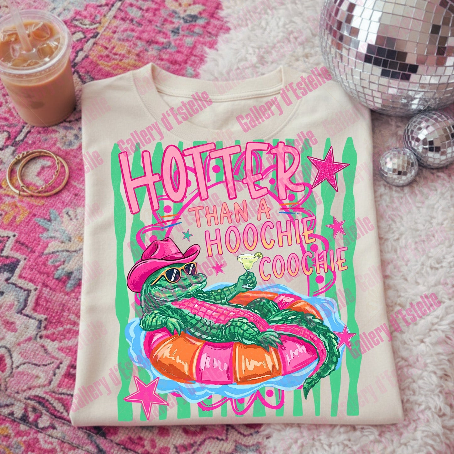 Hoochie Coochie Gator PNG, Funny Sarcastic Alligator Graphic, Preppy Boutique Summer Shirt Design