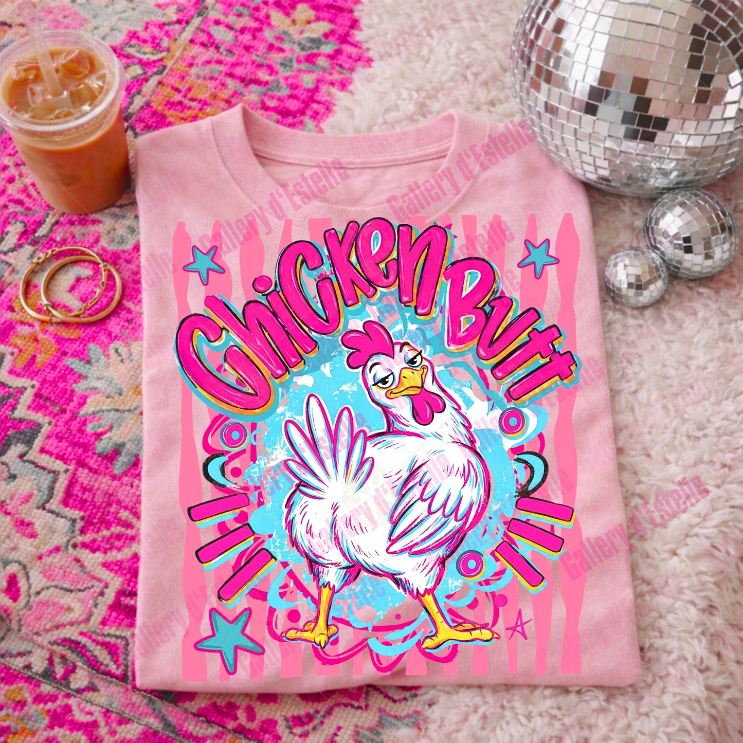Guess What Chicken Butt PNG, Funny Retro Chicken Graphic, Preppy Boutique Matching Shirt Design