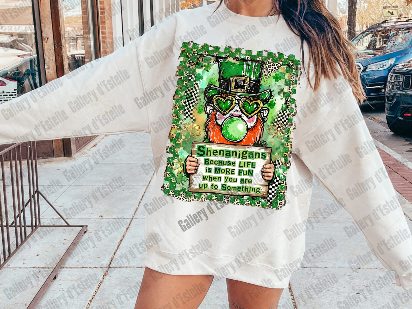 Shenanigans St Patrick’s Day PNG, Retro Leprechaun Graphic, Checkered Leopard Shamrock Art, Funny Lucky Shirt Design