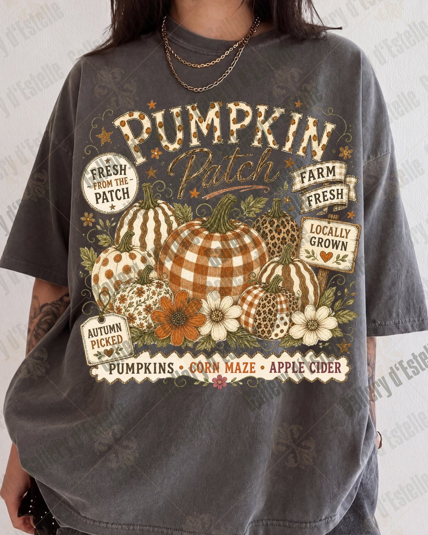 Boho Pumpkin Patch PNG, Coquette Floral Autumn Graphic, Cozy Fall Shirt Design