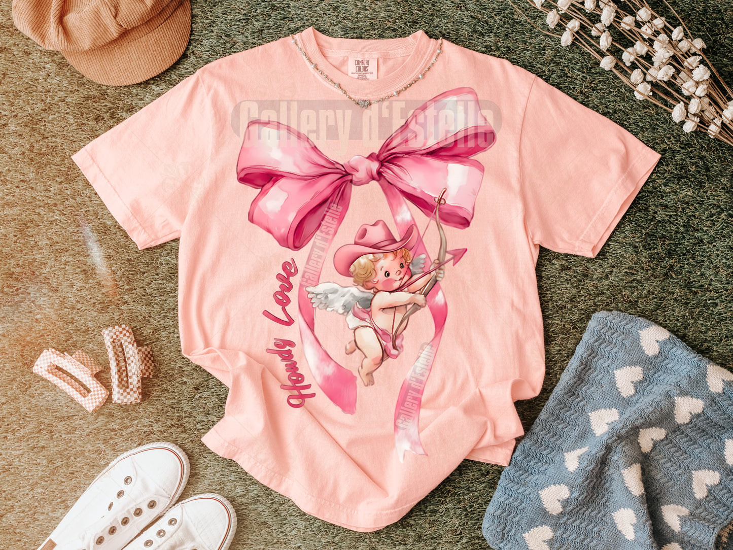Howdy Love Cupid PNG, Coquette Western Bow Graphic, Retro Valentine Cowboy Art, Preppy Shirt Design