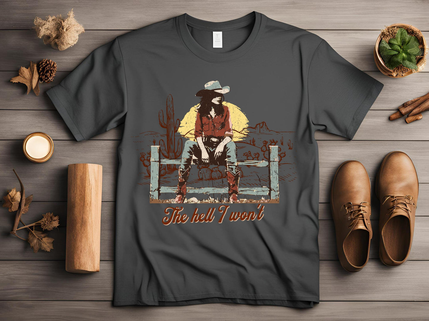 The Hell I Won't Country PNG, Rustic Western Cowgirl Style Graphic, Trendy Retro Cowgirl Rodeo Shirt Design