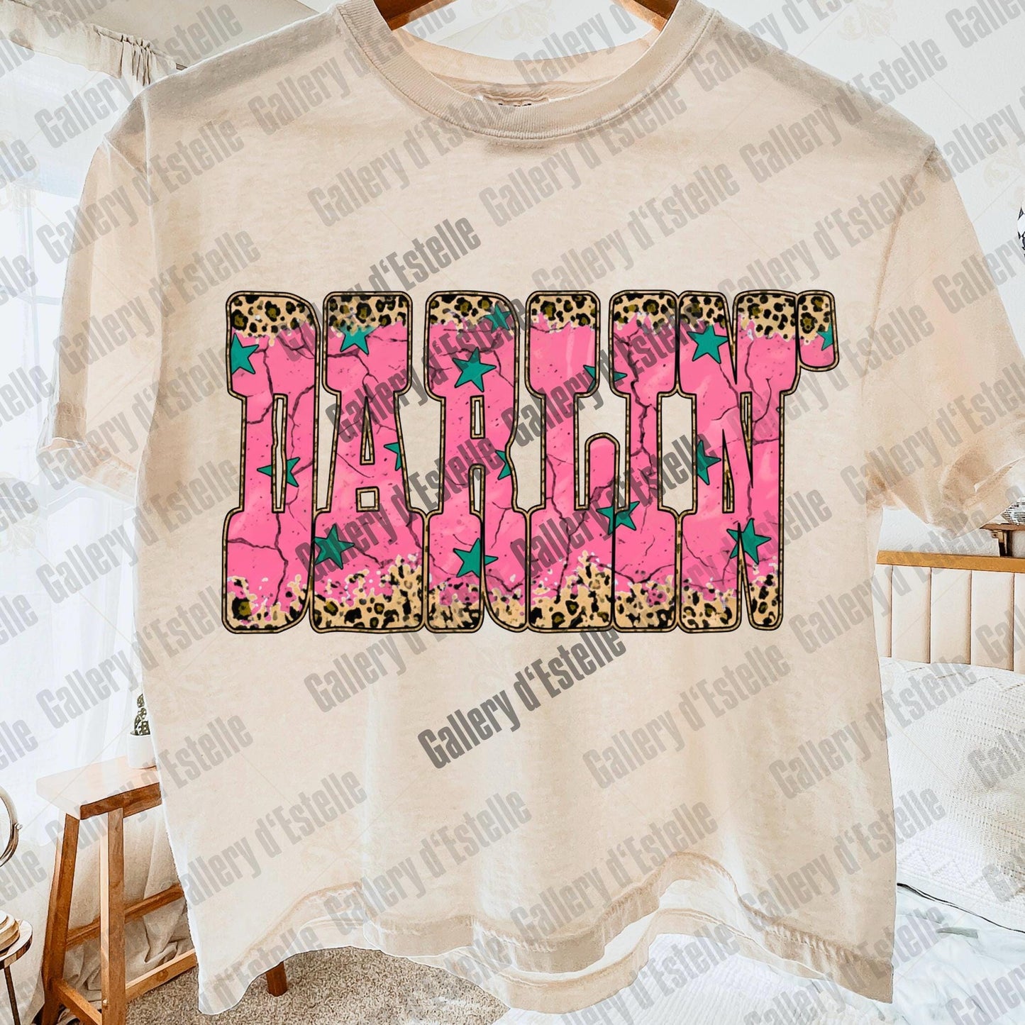 Western Darlin PNG, Retro Leopard Cowgirl Graphic, Trendy Country Girl Shirt Design