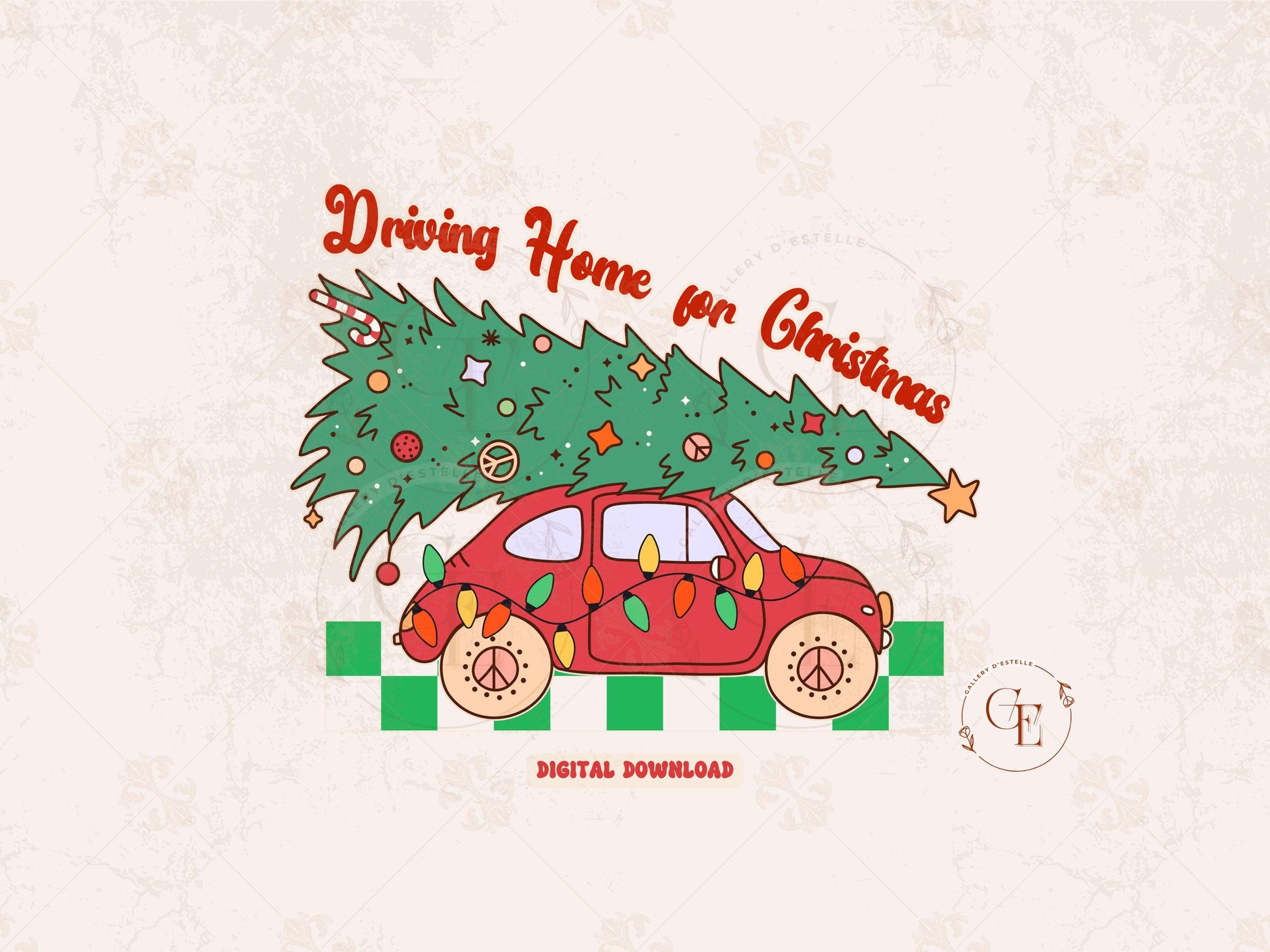 Driving Home for Christmas PNG, Retro Christmas Tree Car Drive Graphic, Cute Holiday Shirt Design