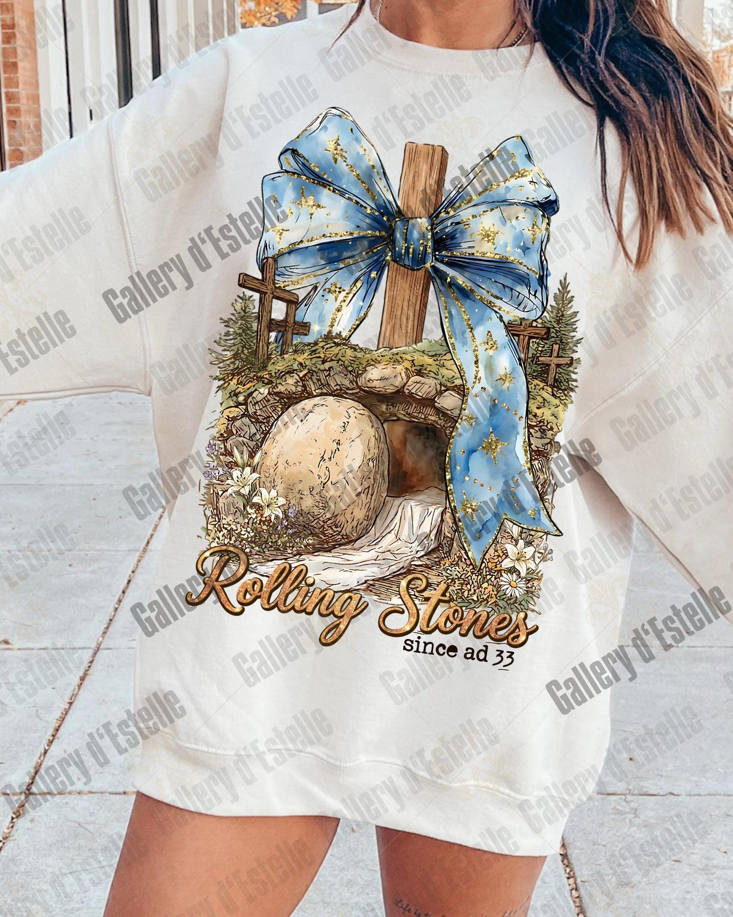 Rolling the Stone Easter PNG, Retro Christian Resurrection Graphic, Vintage Religious Art, Coquette Faith Shirt Design.