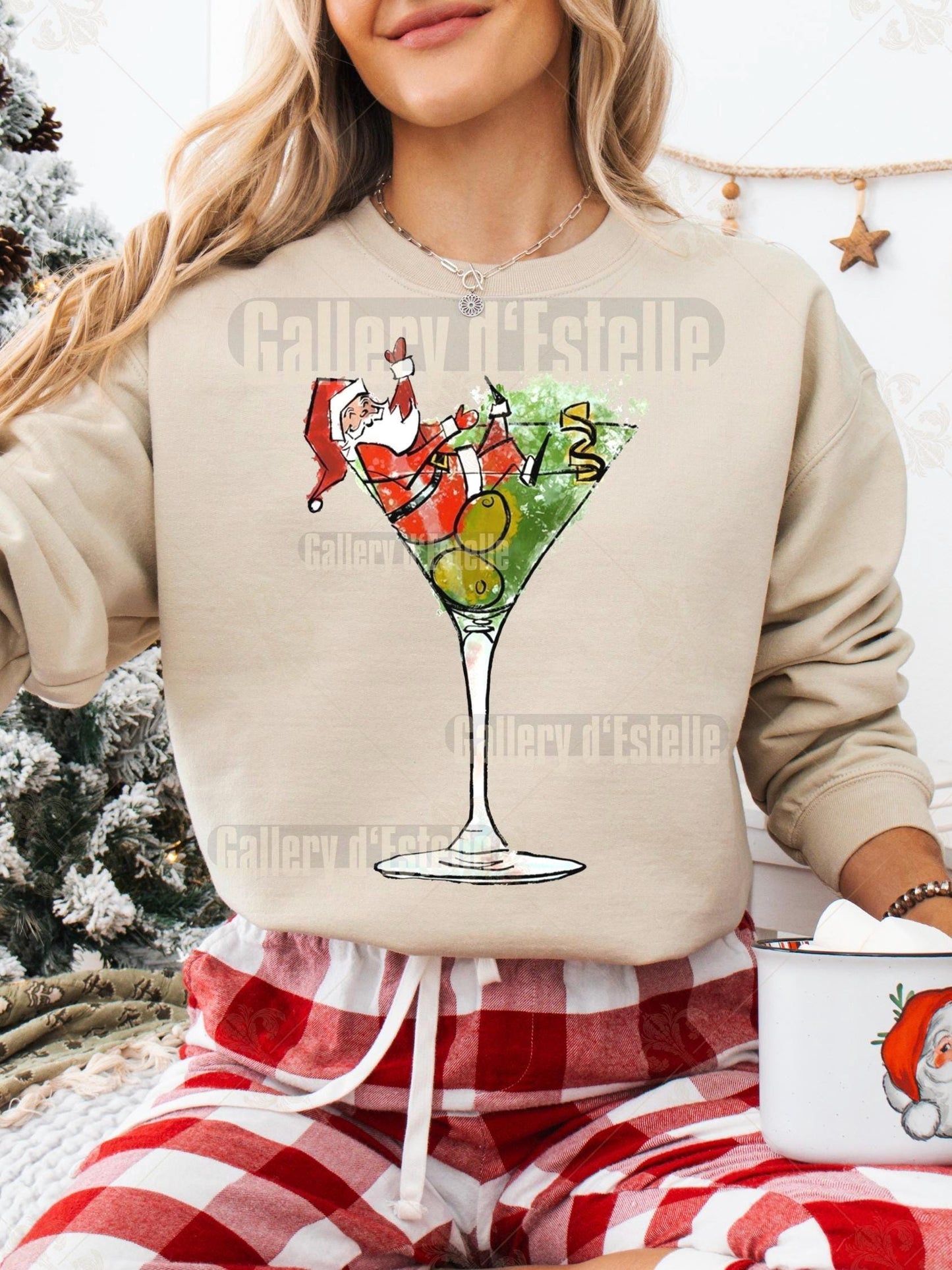 Retro Santa Claus Martini PNG, Festive Christmas Cocktail Graphic, Cute Holiday Shirt Design