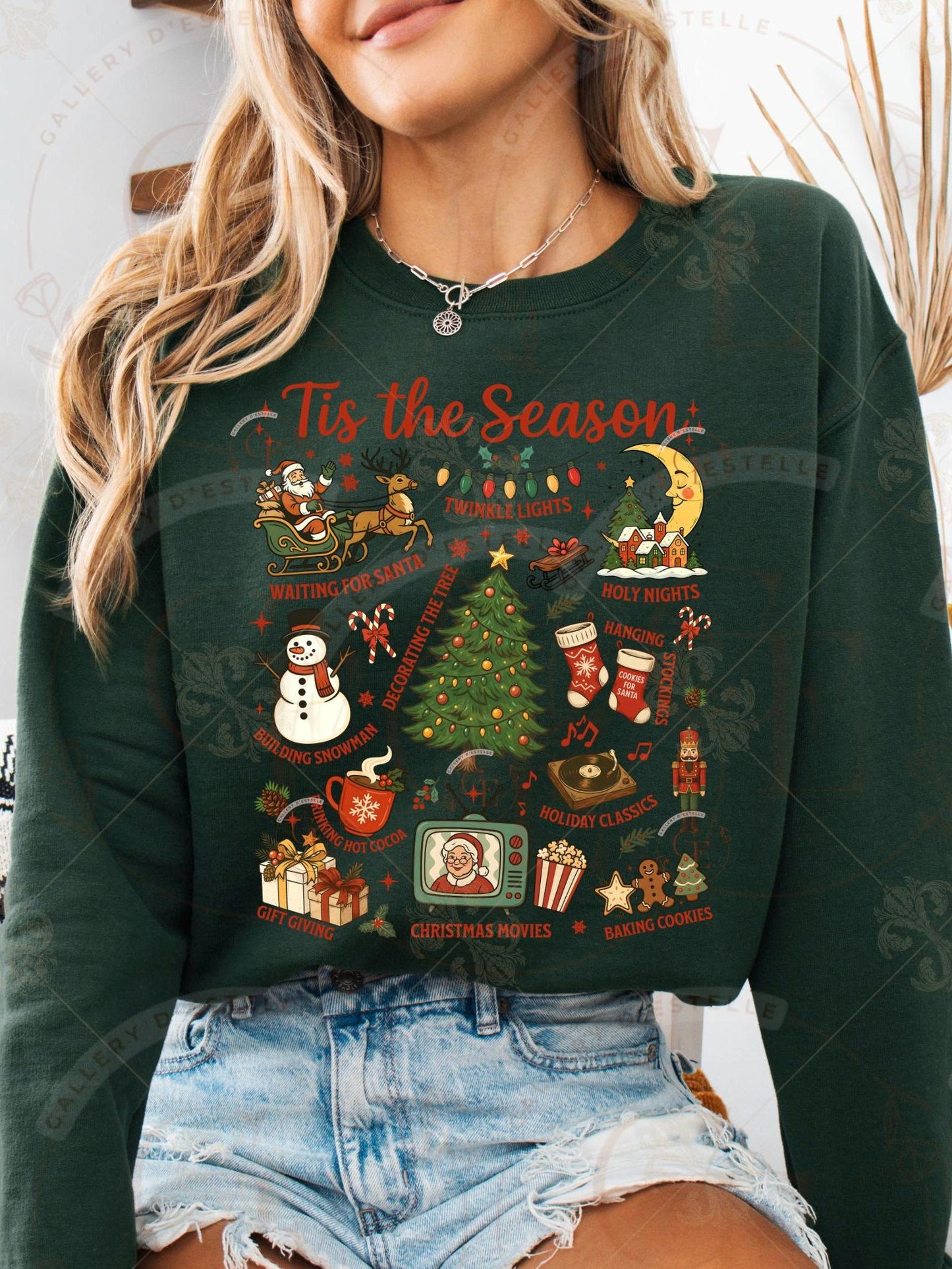 Tis the Season Christmas Collage PNG, Retro Santa Christmas Tree Graphic, Nostalgic Holiday Shirt Design