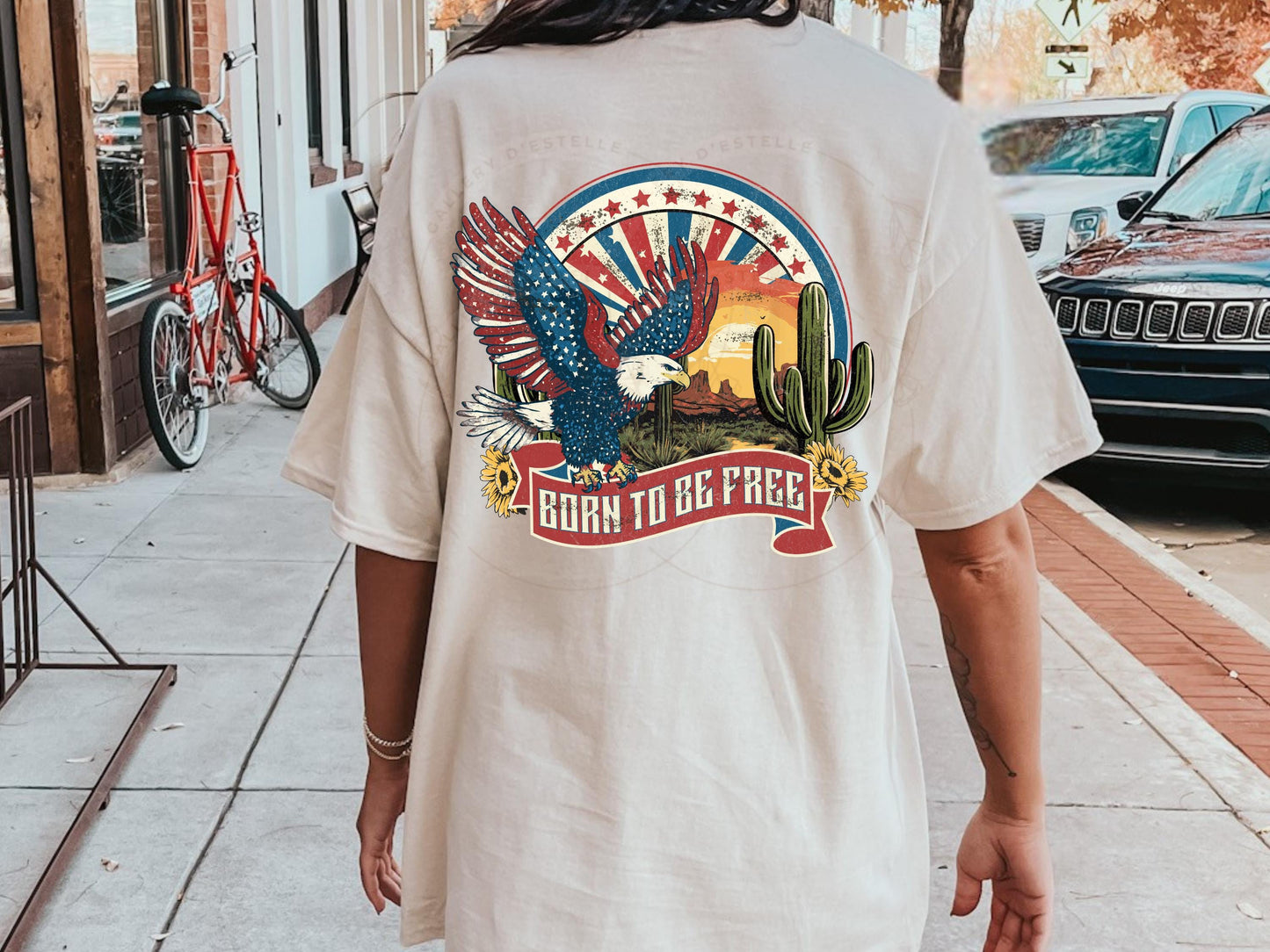 Freedom Tour Western PNG, American Eagle Independence Day Graphic, Edgy 4th of July Patriotic Shirt Design