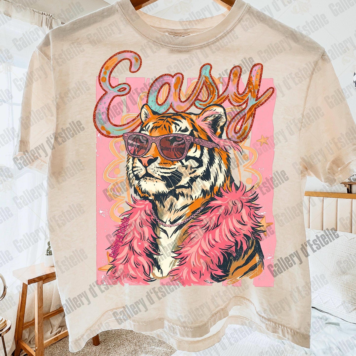 Easy Tiger PNG, Funny Sarcastic Summer Graphic, Snarky Preppy Colorful Art, Trendy Boutique Shirt Design