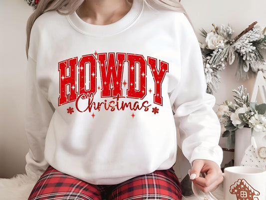 Howdy Christmas PNG, Retro Western Cowboy Holiday Quote, Festive Country Shirt Design