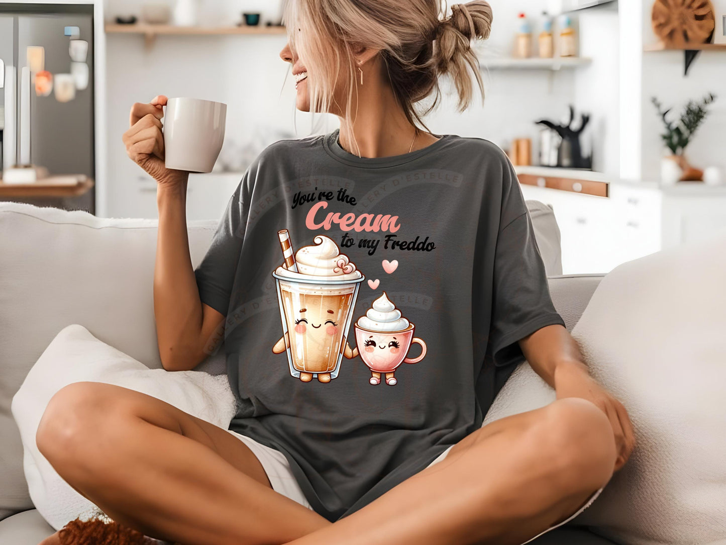 You're the Cream to My Freddo PNG, Retro Coffee Love Art, Funny Valentines Day Graphic, Cute Shirt Design