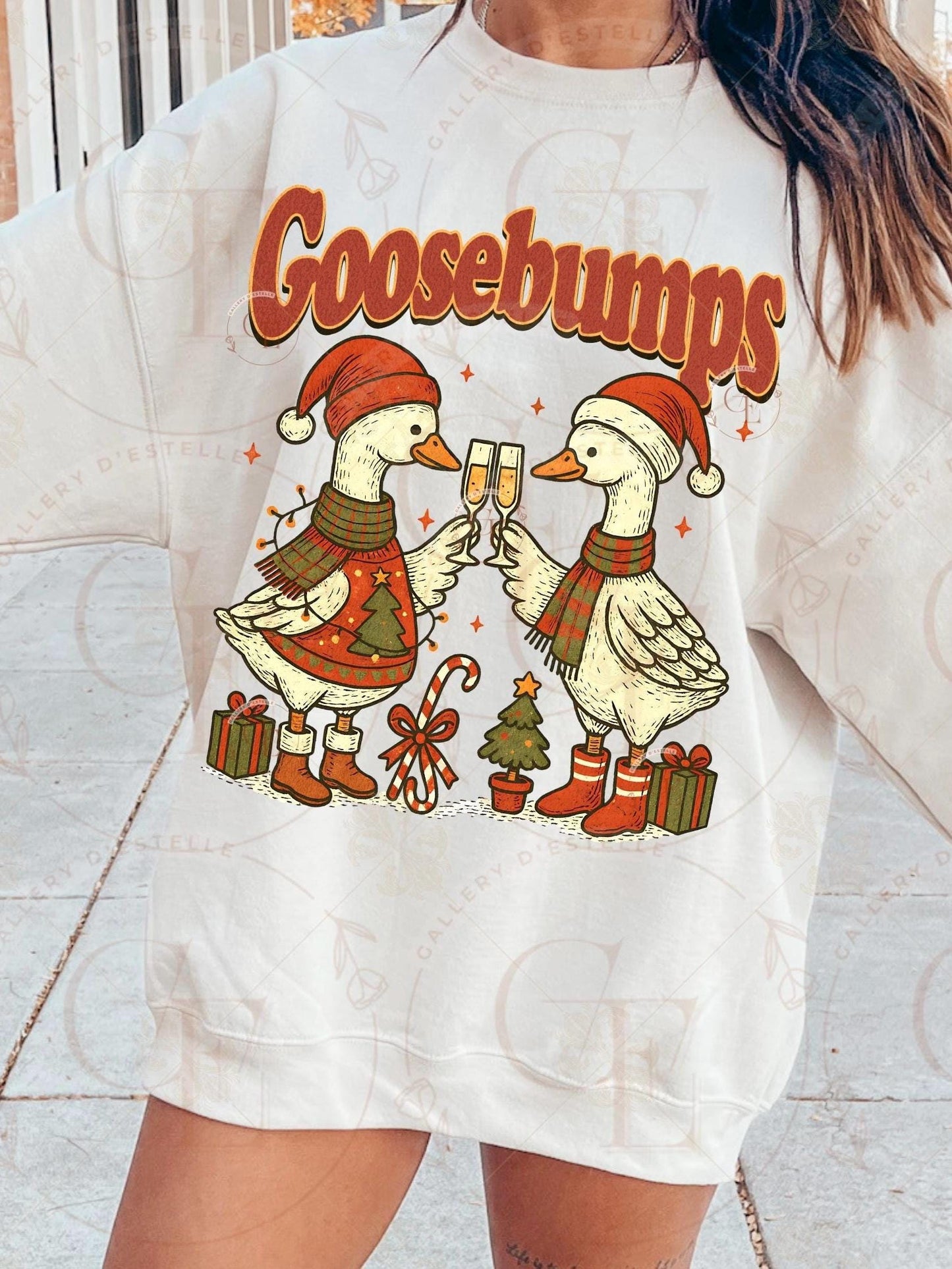 Goosebumps Christmas PNG, Festive Retro Goose Graphic, Cute Farmhouse Holiday Art, Trendy Country Christmas Shirt Design