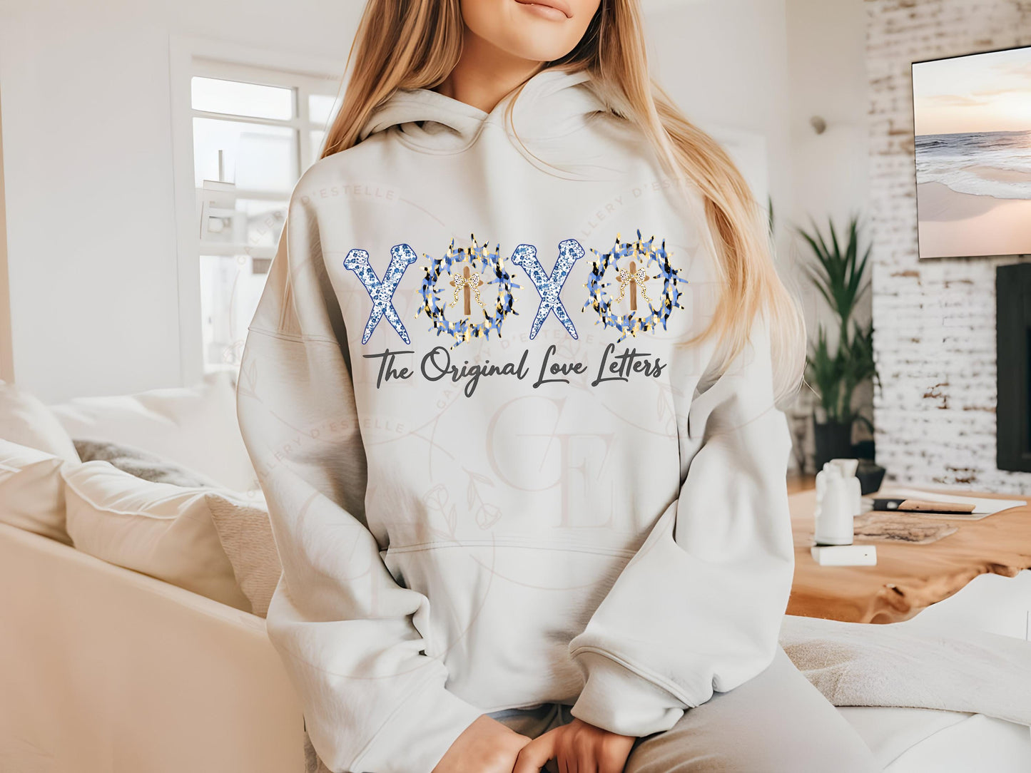The Original Love Letters PNG, Blue Brushstroke Art, True Easter Religious Graphic, Coquette Christian Shirt Design.