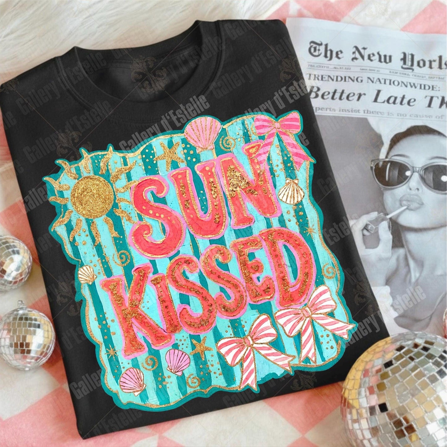 Sun Kissed PNG, Coquette Coastal Girl Graphic, Trendy Beach Summer Shirt Design