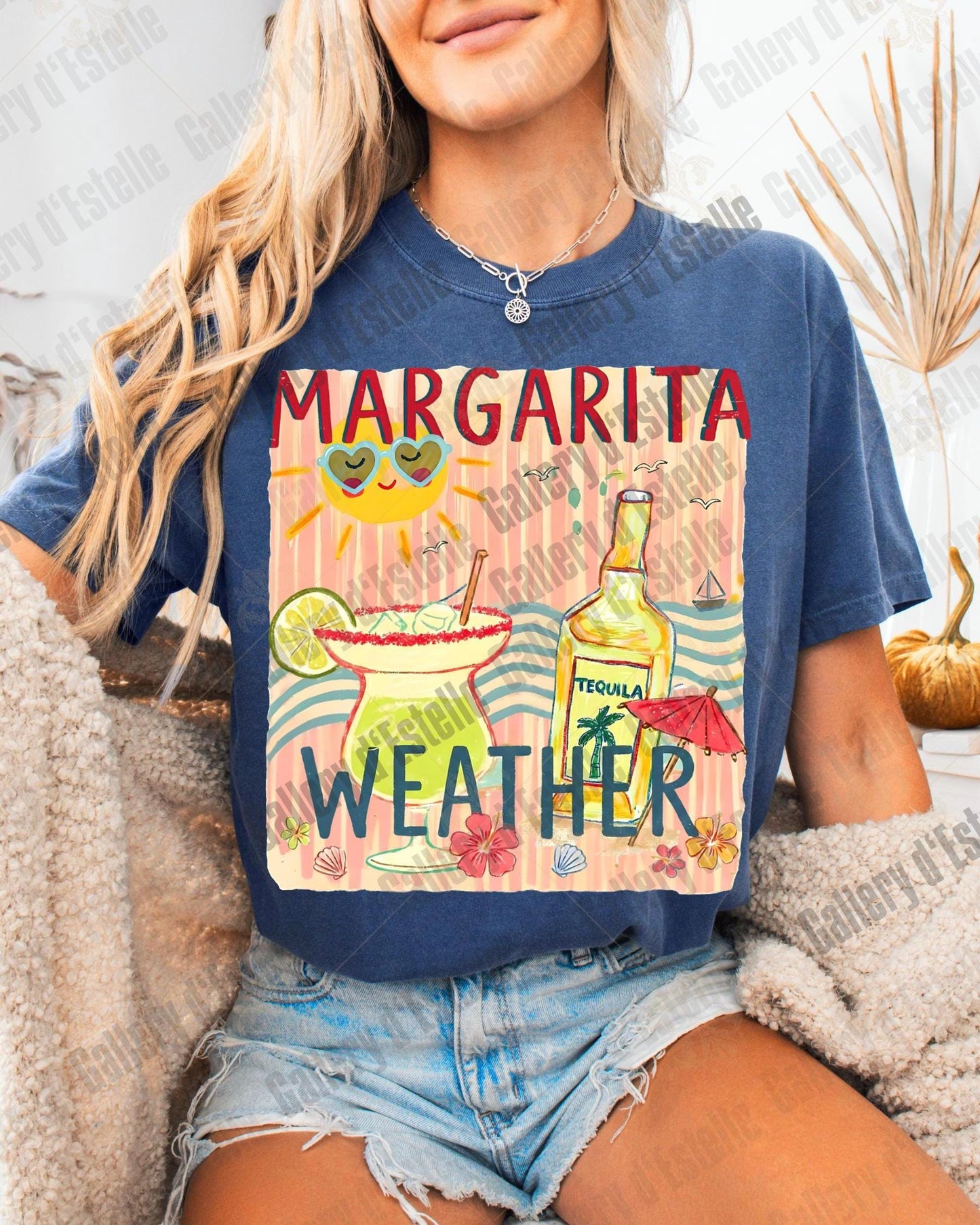 Margarita Weather PNG, Retro Preppy Coastal Graphic, Trendy Summer Beach Shirt Design