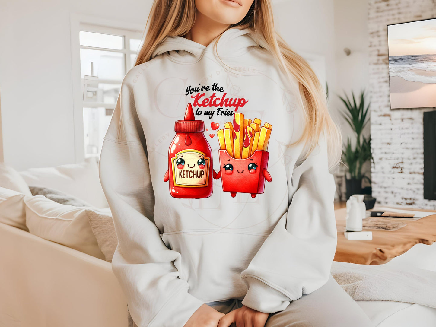 You're the Ketchup to My Fries PNG, Cute Retro Love Couple Art, Funny Valentines Shirt Design