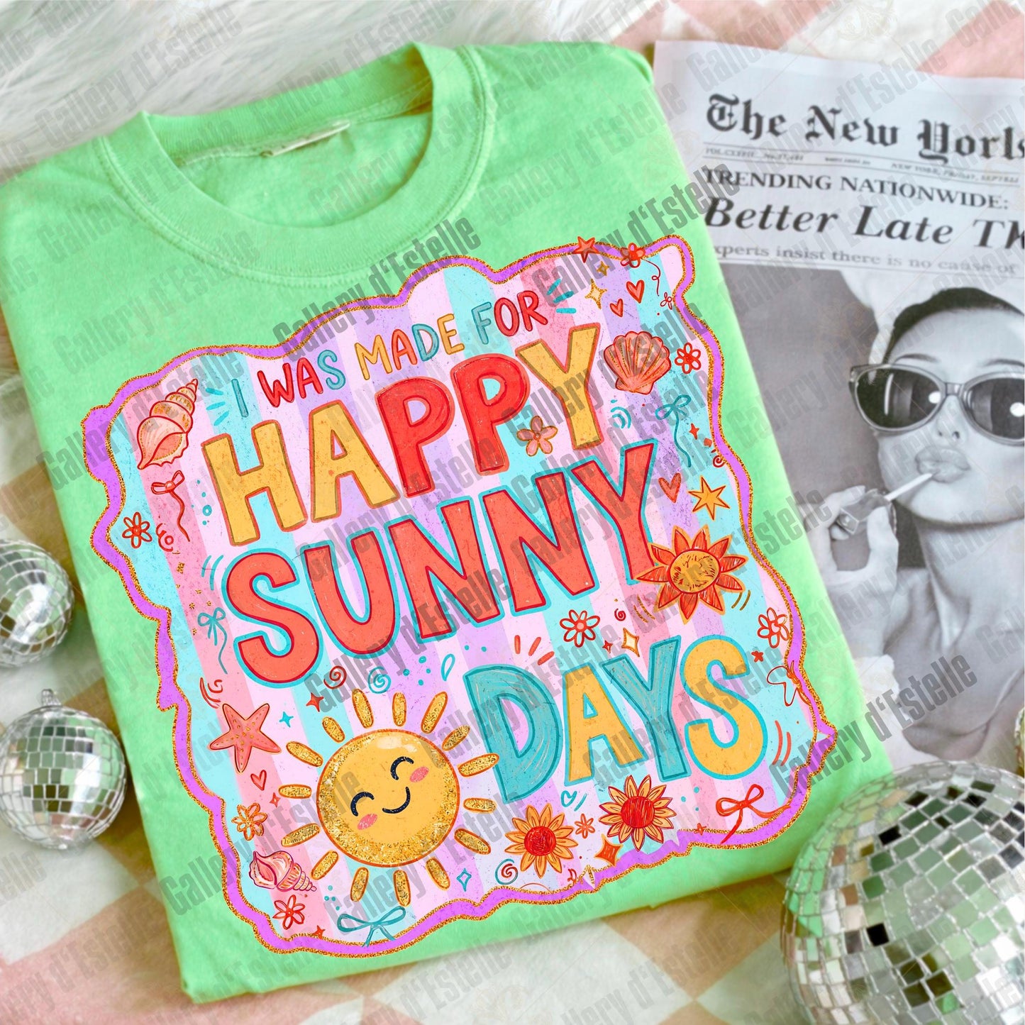 Happy Sunny Days PNG, Retro Summer Sunshine Graphic, Colorful Beach Art, Trendy Coastal Shirt Design