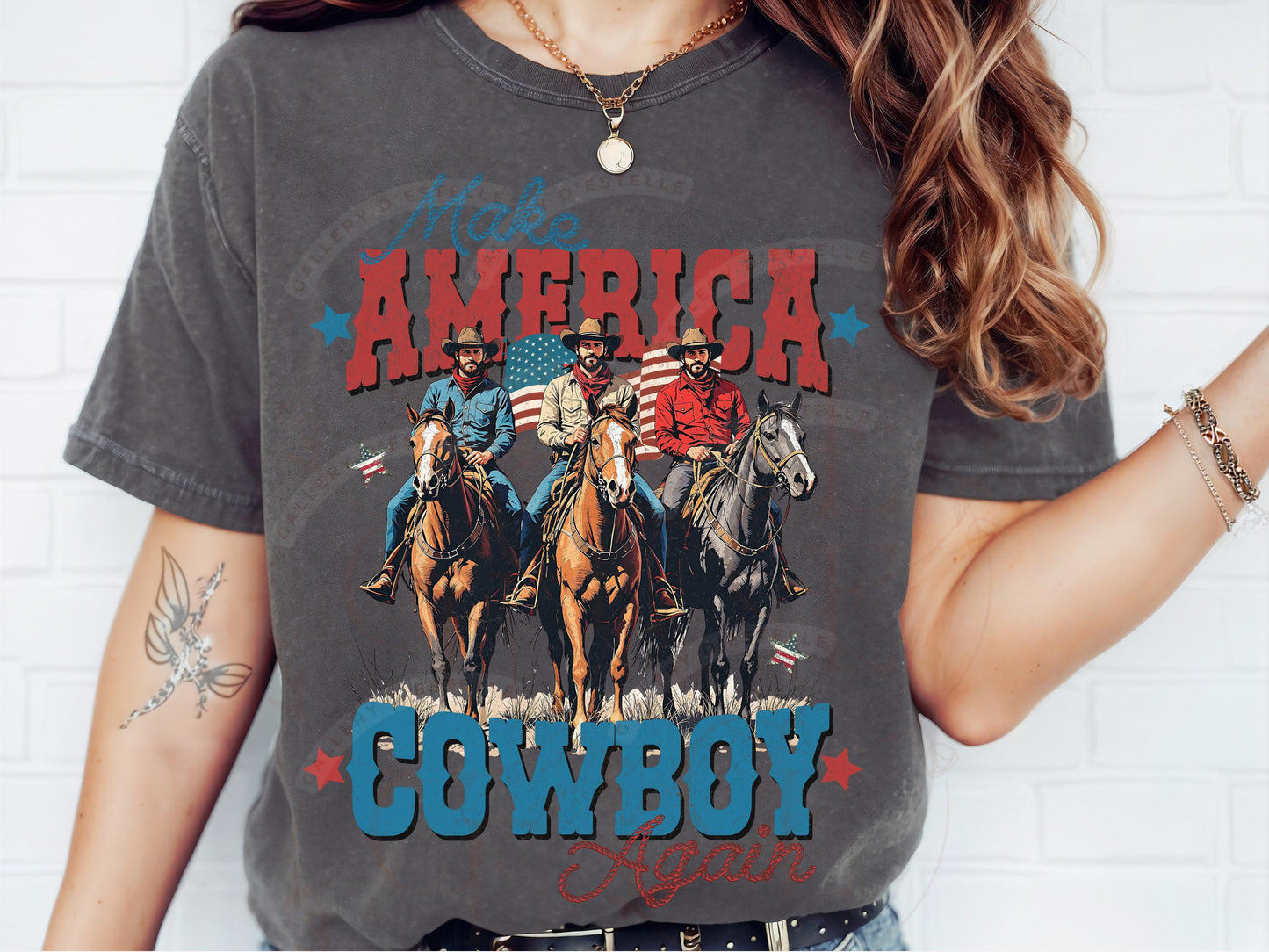 Make America Cowboy Again PNG, Retro Western 4th of July Graphic